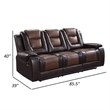 Istro 86 Inch Manual Recliner Sofa- Drop Down Table- Brown Faux Leather