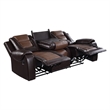 Istro 86 Inch Manual Recliner Sofa- Drop Down Table- Brown Faux Leather