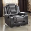 Istro 39 Inch Glider Manual Recliner Chair- 2 Tone Gray Faux Leather
