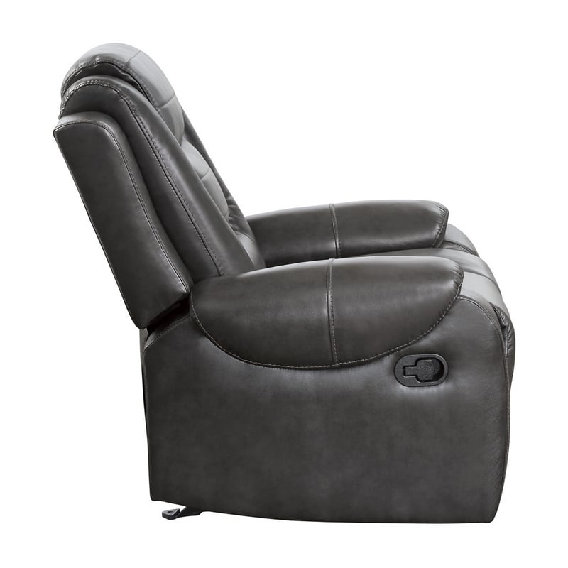 Istro 39 Inch Glider Manual Recliner Chair- 2 Tone Gray Faux Leather