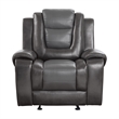 Istro 39 Inch Glider Manual Recliner Chair- 2 Tone Gray Faux Leather