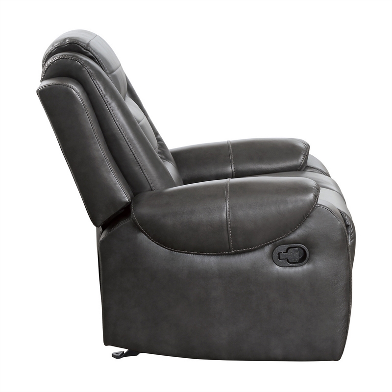 Istro 39 Inch Glider Manual Recliner Chair- 2 Tone Gray Faux Leather