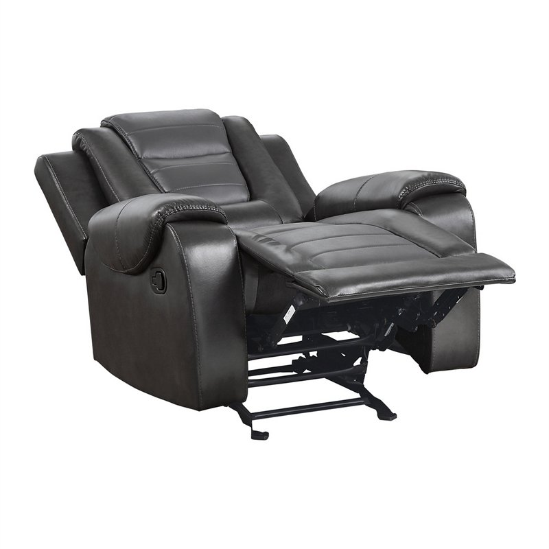 Istro 39 Inch Glider Manual Recliner Chair- 2 Tone Gray Faux Leather