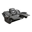 Istro 86 Inch Dual Manual Recliner Sofa- Drop Table- Gray Faux Leather