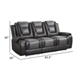 Istro 86 Inch Dual Manual Recliner Sofa- Drop Table- Gray Faux Leather