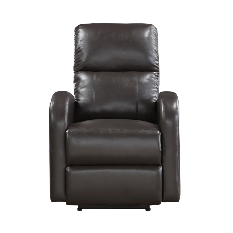 Rica 38 Inch Power Recliner Chair- Plush Brown Faux Leather- Foam Cushions