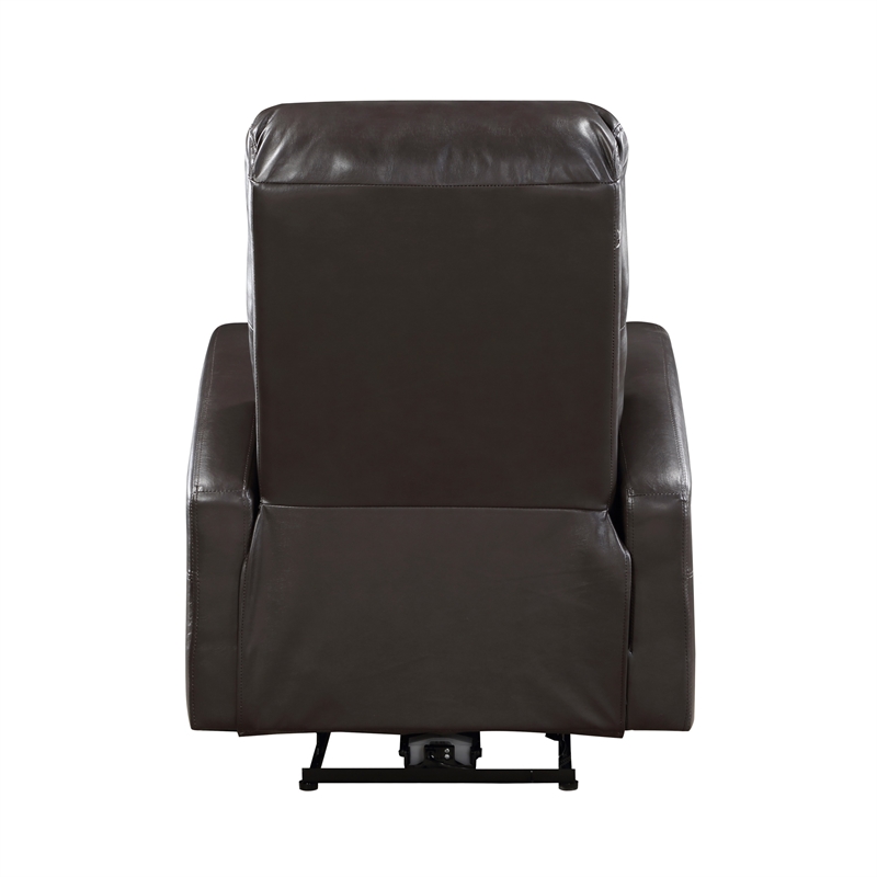 Rica 38 Inch Power Recliner Chair- Plush Brown Faux Leather- Foam Cushions