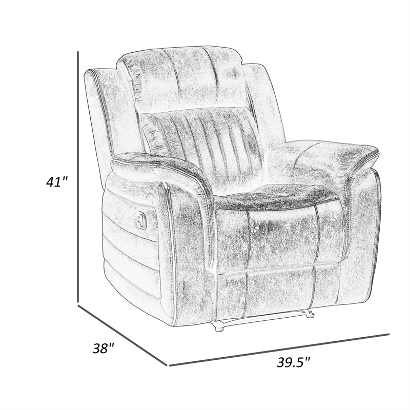 Bento 38 Inch Manual Recliner Chair- Tab Pull- Brownish Gray Microfiber