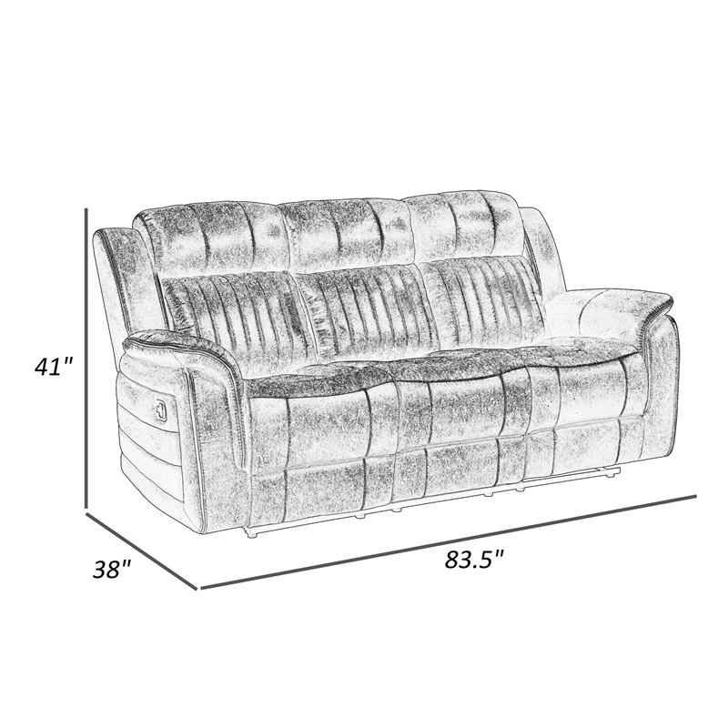 Bento 84 Inch Dual Manual Recliner Sofa- Brownish Gray Polished Microfiber