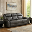 Bento 84 Inch Dual Manual Recliner Sofa- Brownish Gray Polished Microfiber