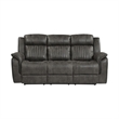 Bento 84 Inch Dual Manual Recliner Sofa- Brownish Gray Polished Microfiber