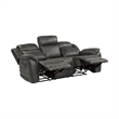 Bento 84 Inch Dual Manual Recliner Sofa- Brownish Gray Polished Microfiber