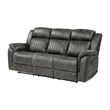 Bento 84 Inch Dual Manual Recliner Sofa- Brownish Gray Polished Microfiber