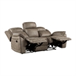 Bento 84 Inch Double Manual Recliner Sofa- Sandy Brown Polished Microfiber