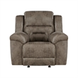 Henry 46 Inch Rocker Manual Recliner Chair- Brown Microfiber- Solid Wood