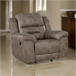 Henry 46 Inch Rocker Manual Recliner Chair- Brown Microfiber- Solid Wood