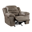 Henry 46 Inch Rocker Manual Recliner Chair- Brown Microfiber- Solid Wood