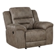 Henry 46 Inch Rocker Manual Recliner Chair- Brown Microfiber- Solid Wood