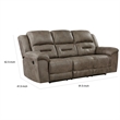Henry 92 Inch Dual Manual Recliner Sofa Brown Microfiber- Solid Wood- Metal