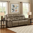Henry 92 Inch Dual Manual Recliner Sofa Brown Microfiber- Solid Wood- Metal