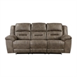 Henry 92 Inch Dual Manual Recliner Sofa Brown Microfiber- Solid Wood- Metal