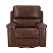 Dean 41 Inch Swivel Glider Manual Recliner Chair- Brown Faux Leather