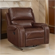 Dean 41 Inch Swivel Glider Manual Recliner Chair- Brown Faux Leather