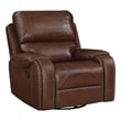 Dean 41 Inch Swivel Glider Manual Recliner Chair- Brown Faux Leather