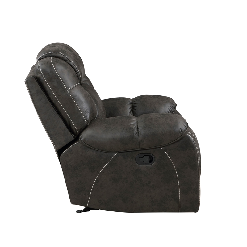 Lily 42 Inch Manual Glider Recliner Chair- Brown Microfiber- Solid Wood