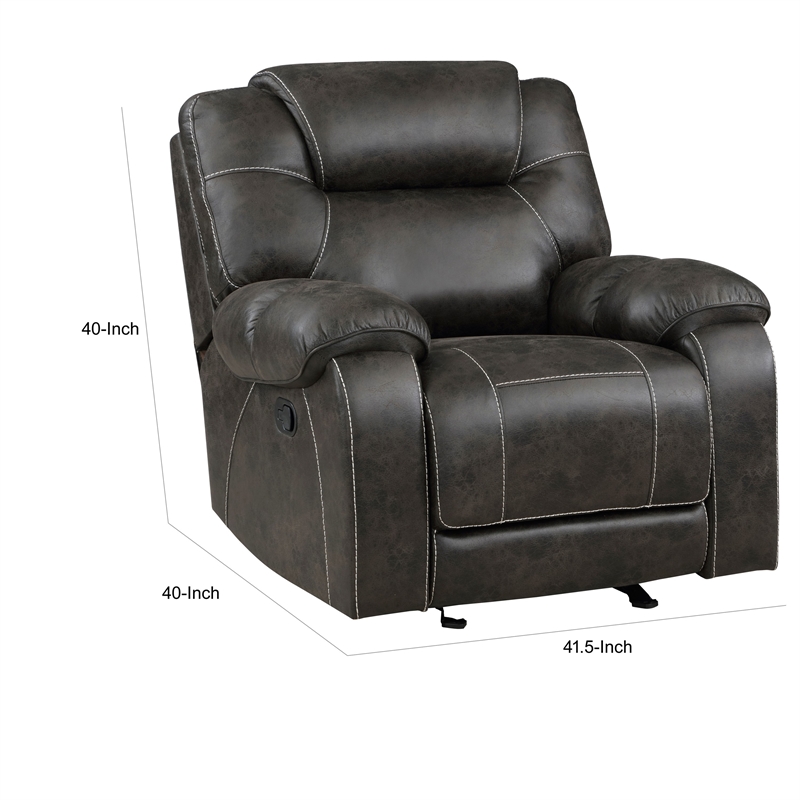 Lily 42 Inch Manual Glider Recliner Chair- Brown Microfiber- Solid Wood