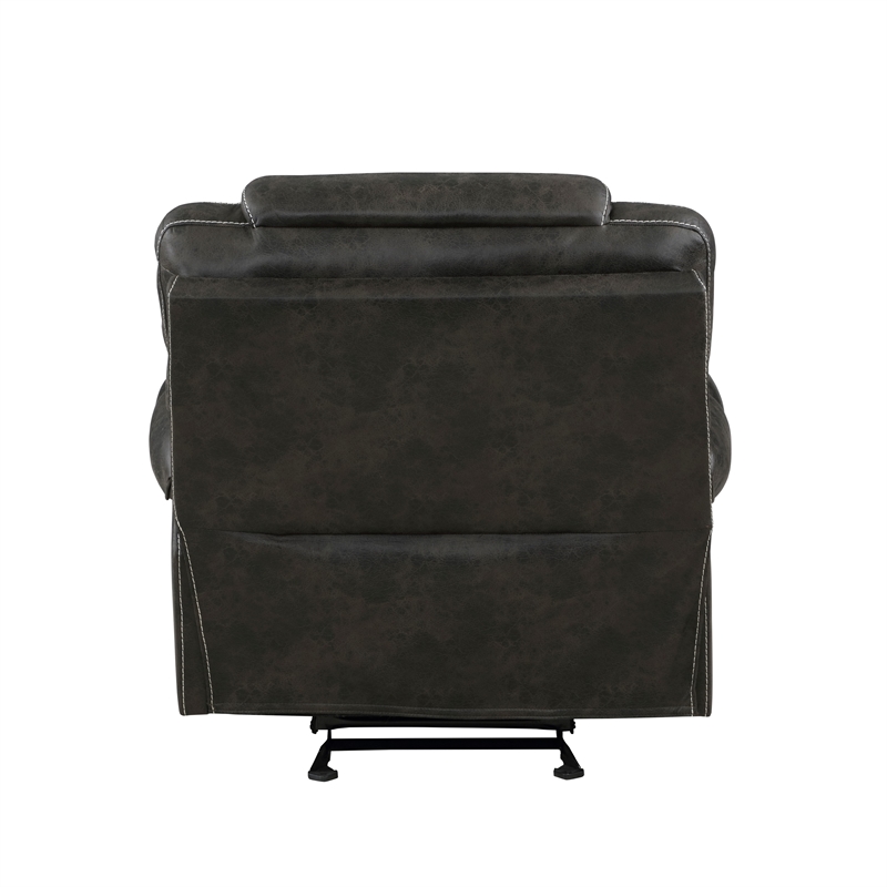 Lily 42 Inch Manual Glider Recliner Chair- Brown Microfiber- Solid Wood