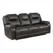 Lily 87 Inch Double Manual Recliner Sofa- Brown Microfiber- Solid Wood