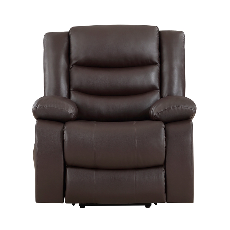 Carry 39 Inch Power Lift Recliner Chair- Solid Wood Dark Brown Faux Leather