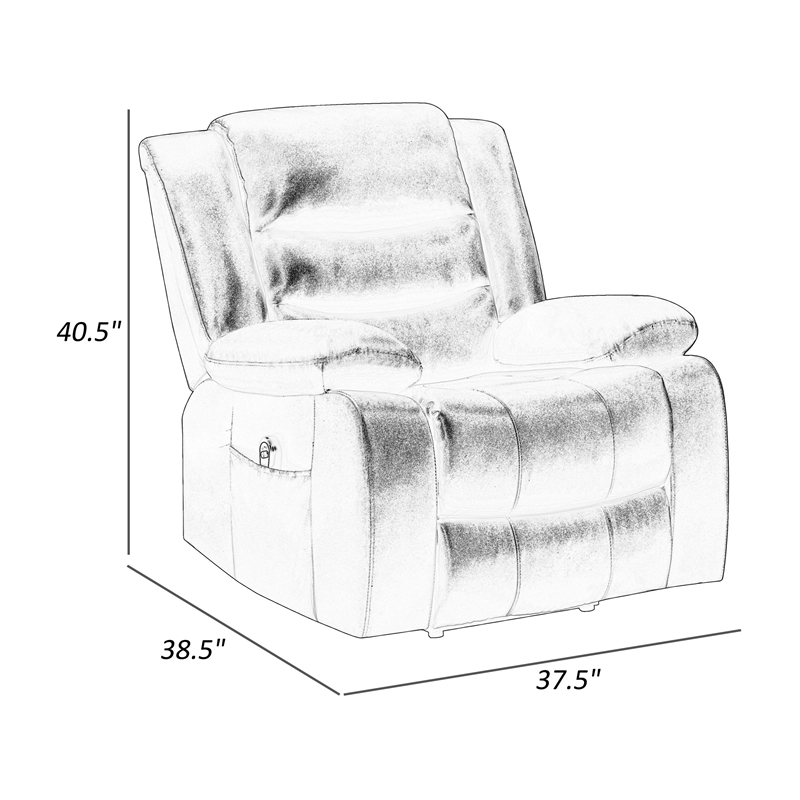 Carry 39 Inch Power Lift Recliner Chair- Solid Wood Dark Brown Faux Leather