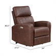 Eva 38 Inch Power Lift Recliner Chair- Brown Faux Leather- Solid Wood