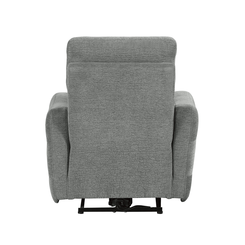 Eddie 38 Inch Power Lay Flat Recliner Chair- Gray Chenille- Power Headrest