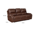 Dean 87 Inch Dual Manual Recliner Sofa- Cupholders- Brown Faux Leather