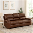 Dean 87 Inch Dual Manual Recliner Sofa- Cupholders- Brown Faux Leather