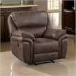 Tony 45 Inch Manual Recliner Chair- Cushioned Brown Microfiber- Solid Wood