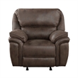 Tony 45 Inch Manual Recliner Chair- Cushioned Brown Microfiber- Solid Wood