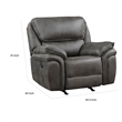 Tony 45 Inch Rocker Manual Recliner Chair- Gray Microfiber- Solid Wood