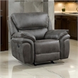 Tony 45 Inch Rocker Manual Recliner Chair- Gray Microfiber- Solid Wood
