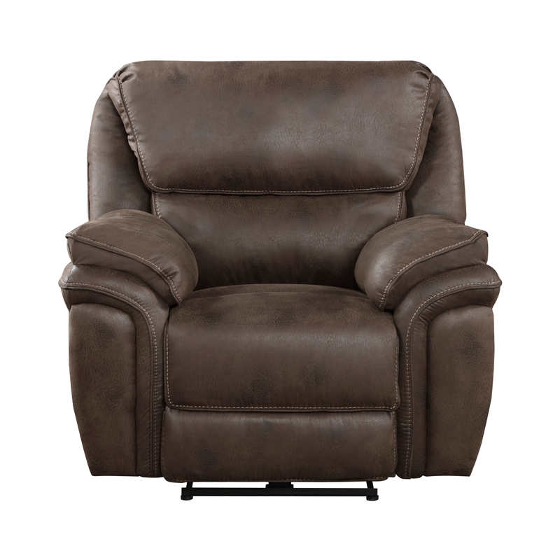 Tony 45 Inch Power Recliner Chair- Brown Microfiber- Solid Wood- USB Port