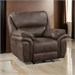 Tony 45 Inch Power Recliner Chair- Brown Microfiber- Solid Wood- USB Port