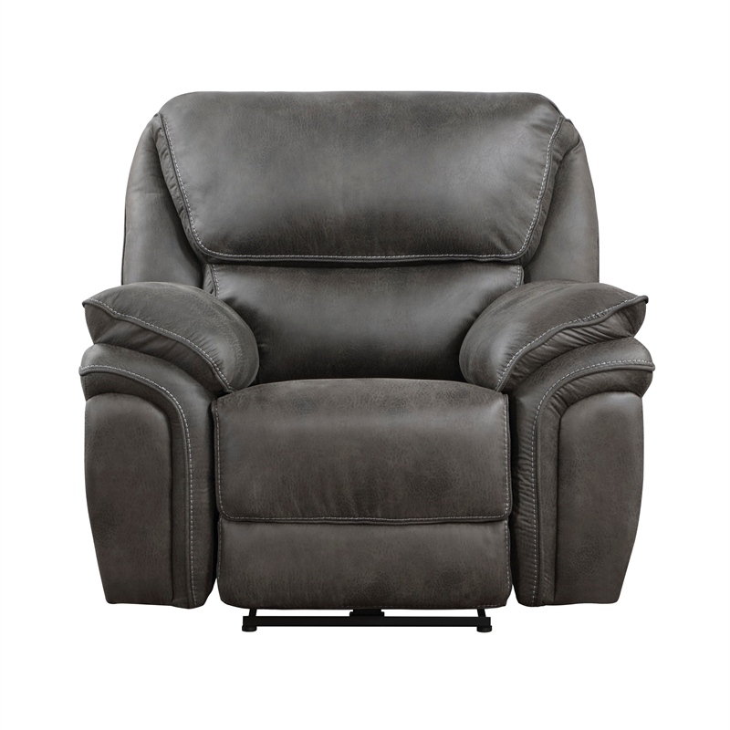 Tony 40 Inch Power Recliner Chair- Gray Microfiber- Solid Wood- USB Port