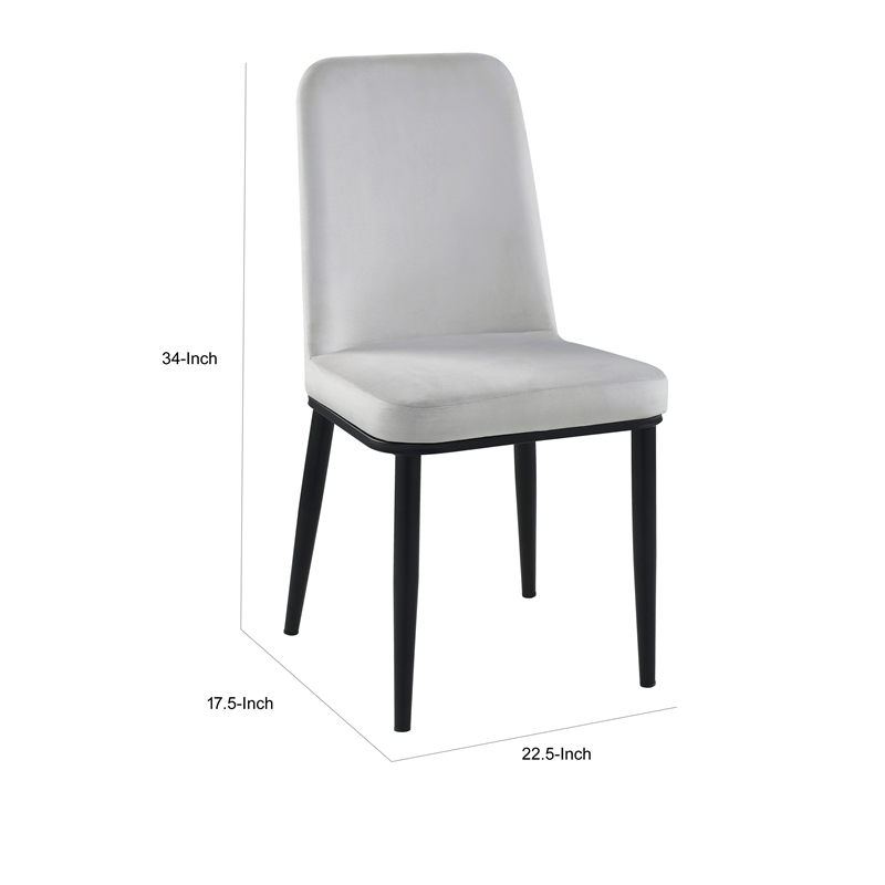 Lane 23 Inch Side Dining Chair- Gray Velvet- Armless- Black Metal- Set of 2