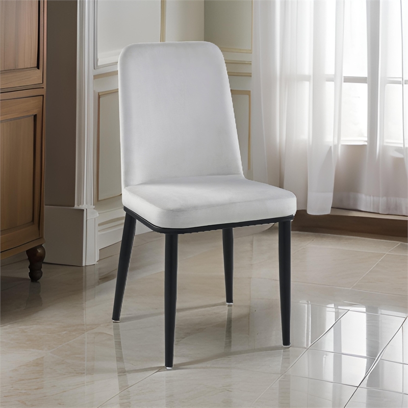 Lane 23 Inch Side Dining Chair- Gray Velvet- Armless- Black Metal- Set of 2