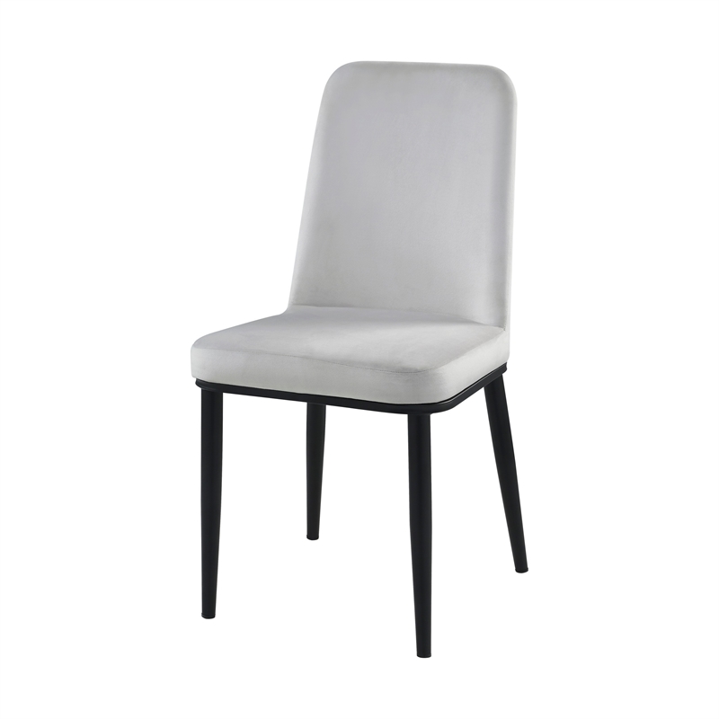 Lane 23 Inch Side Dining Chair- Gray Velvet- Armless- Black Metal- Set of 2