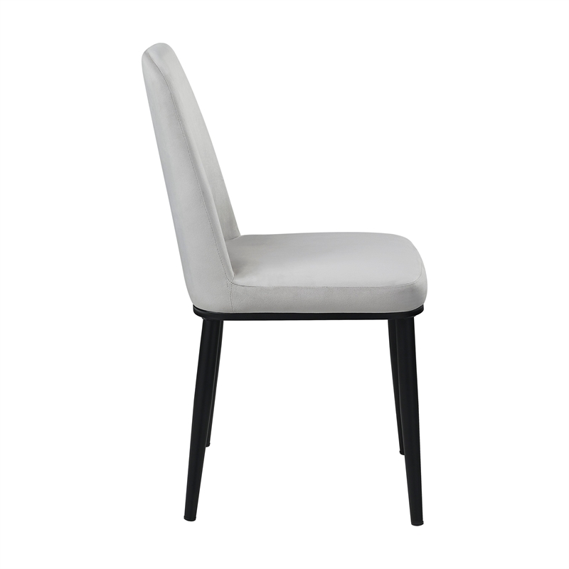Lane 23 Inch Side Dining Chair- Gray Velvet- Armless- Black Metal- Set of 2