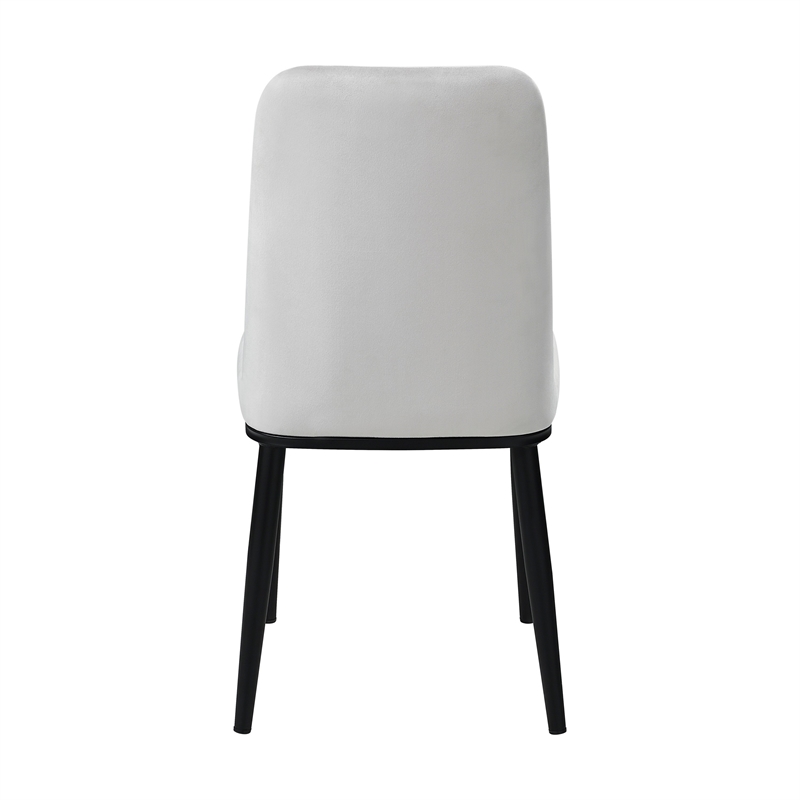 Lane 23 Inch Side Dining Chair- Gray Velvet- Armless- Black Metal- Set of 2